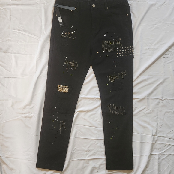 AMIRI Black Embellished Skinny Jeans - Picture 1 of 5